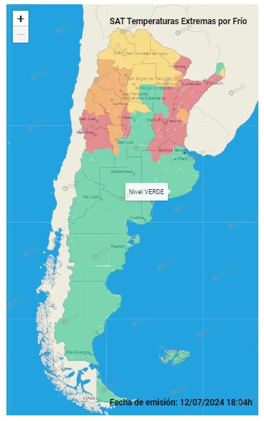 Alerta por temperaturas extremas - SMN