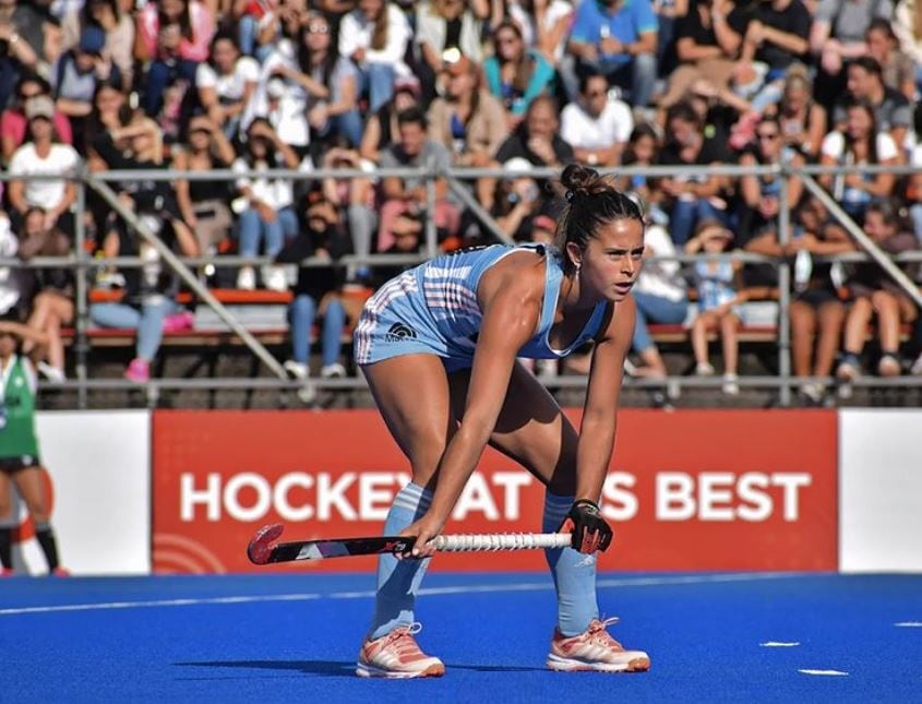 Delfina Thome jugó en Las Leonas, frente a China, en el penúltimo acto de la Pro League, antesala del Mundial España- Paises Bajos 2022. /Instagram