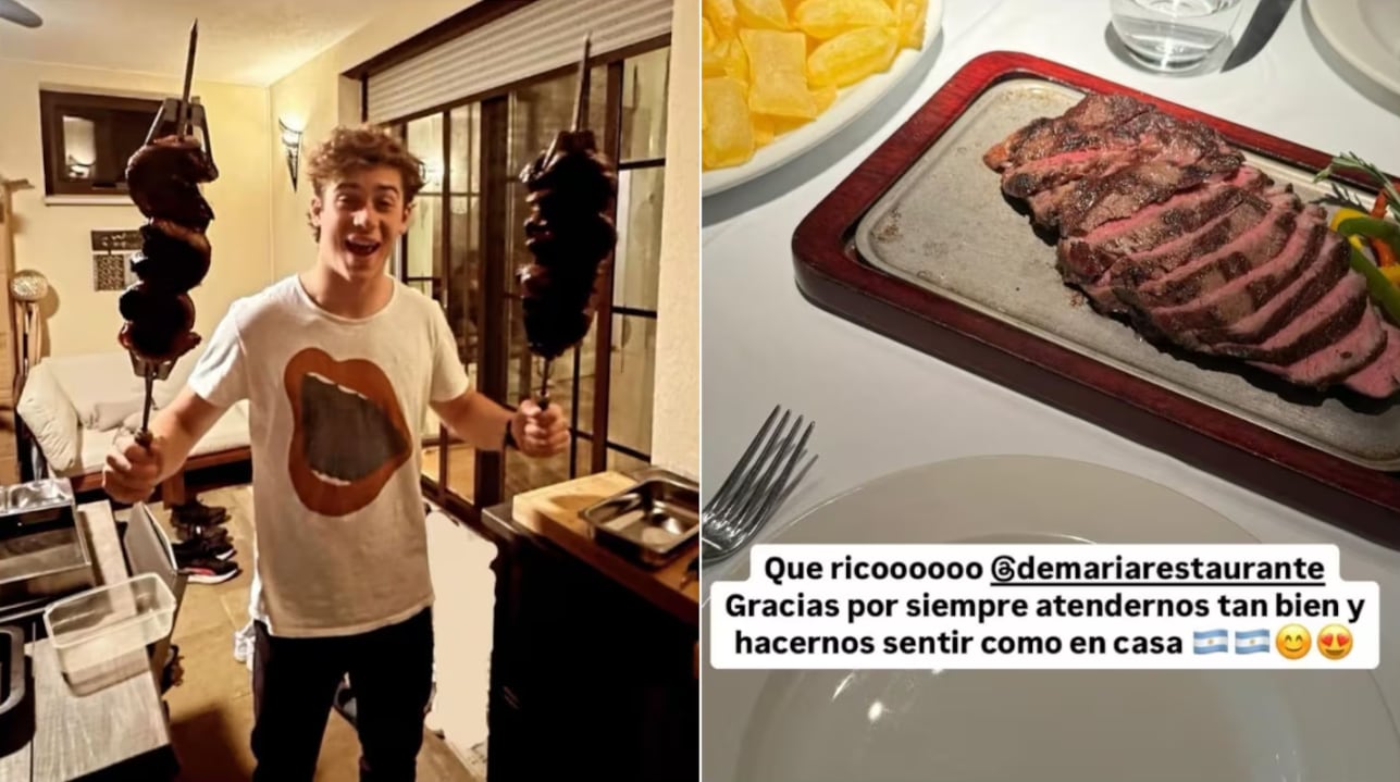 Franco Colapinto disfrutó de una buena carne en una famosa parrilla de España. Foto: IG / franco.colapintoworld_