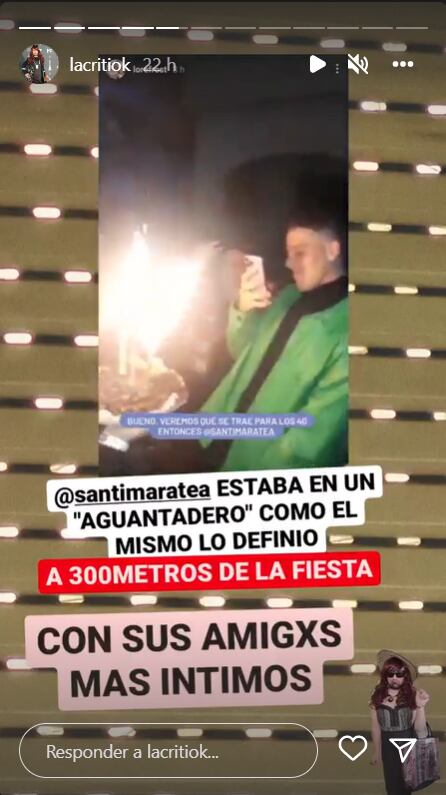 La Criti hizo un resumen de la fiesta sin cumpleañero de Santi Maratea