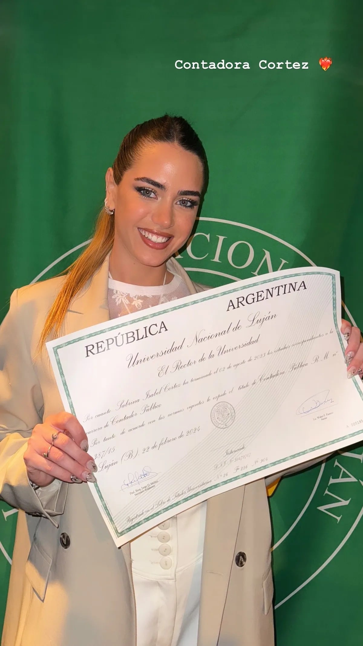 La ex concursante de Gran Hermano recibió un reconocimiento en su universidad.