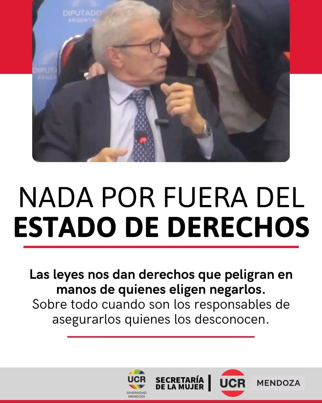 La UCR de Mendoza repudió los dichos del ministro de Justicia Mariano Cúneo Libarona. Imagen: X / @ucrmendoza