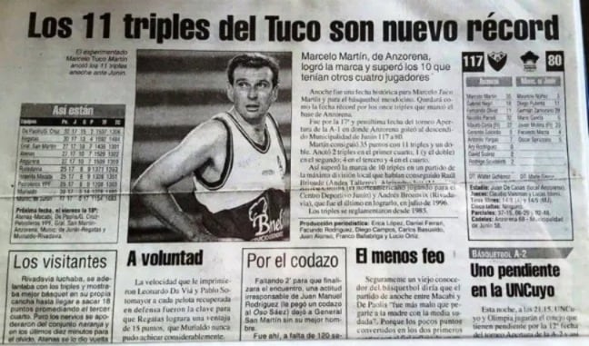 El base histórico de Anzorena convirtió 11 triples en el 2004. / Gentileza: Suplemento Ovación.