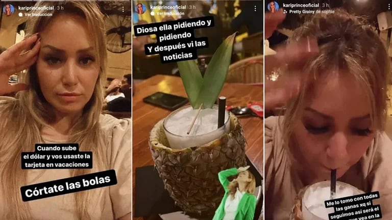 Las historias de Karina La Princesita desde España. (Instagram/Gentileza Ciudad Magazine).