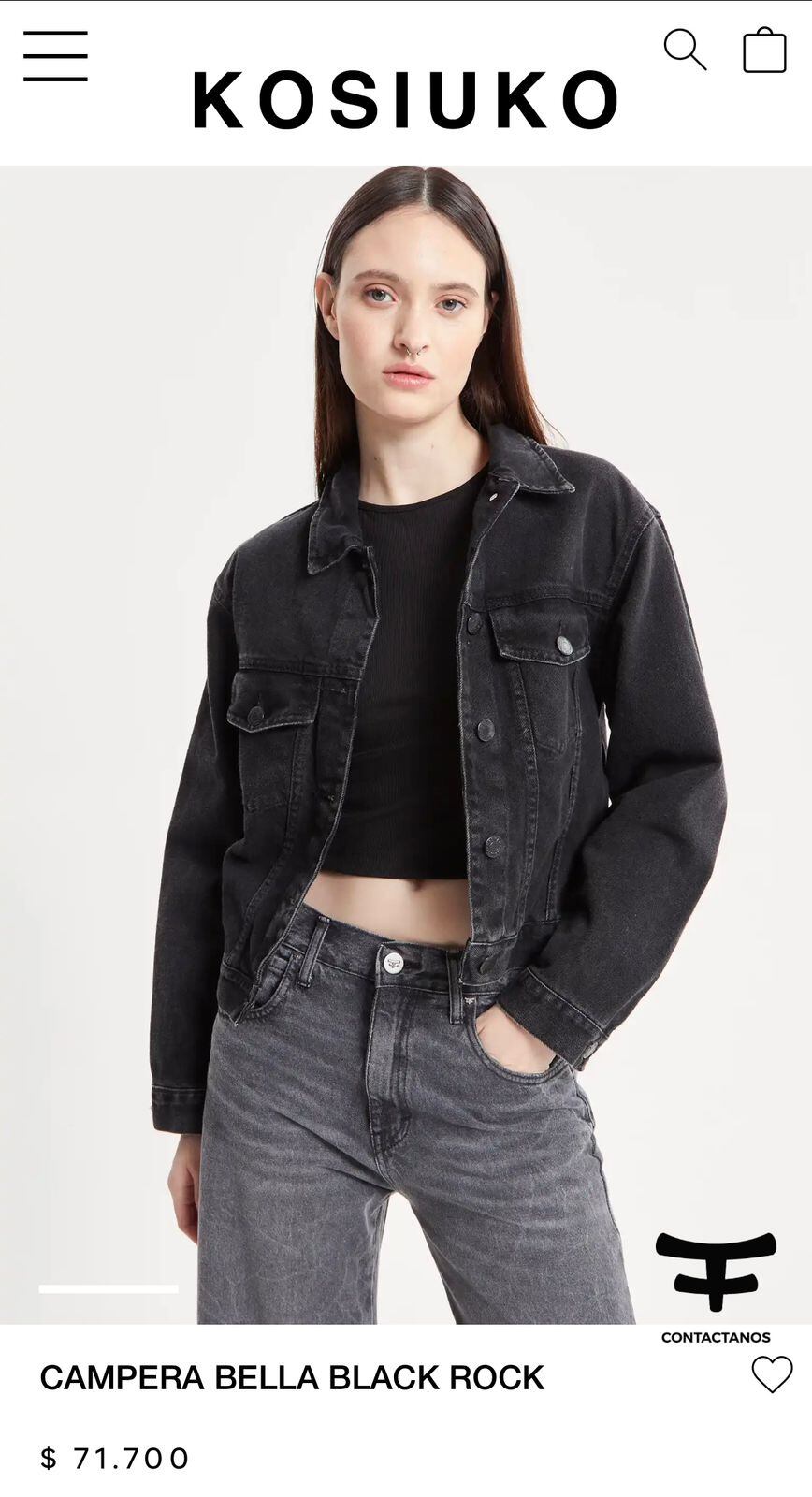 Campera negra de jean Kosiuko, $71.700. 