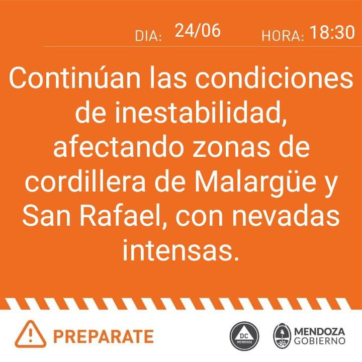 Alerta naranja Defensa Civil.