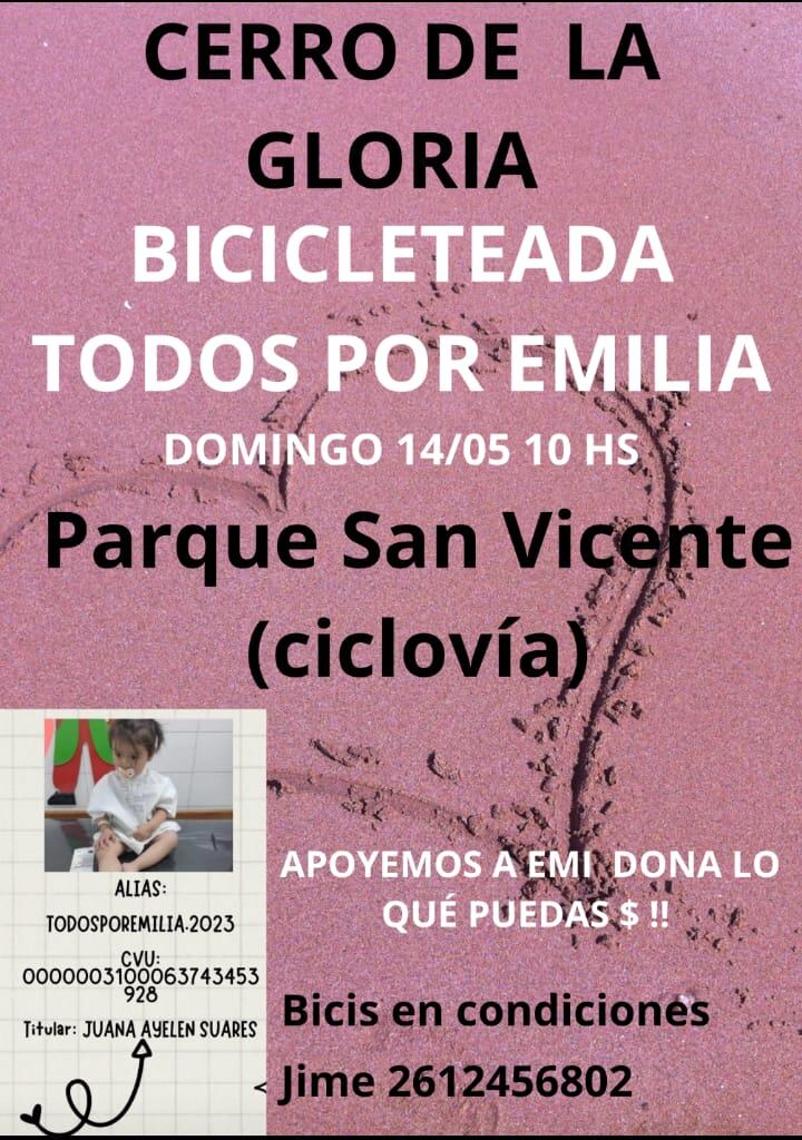 Bicicleteada en el Cerro de la Gloria para colaborar con Emilia y su familia.