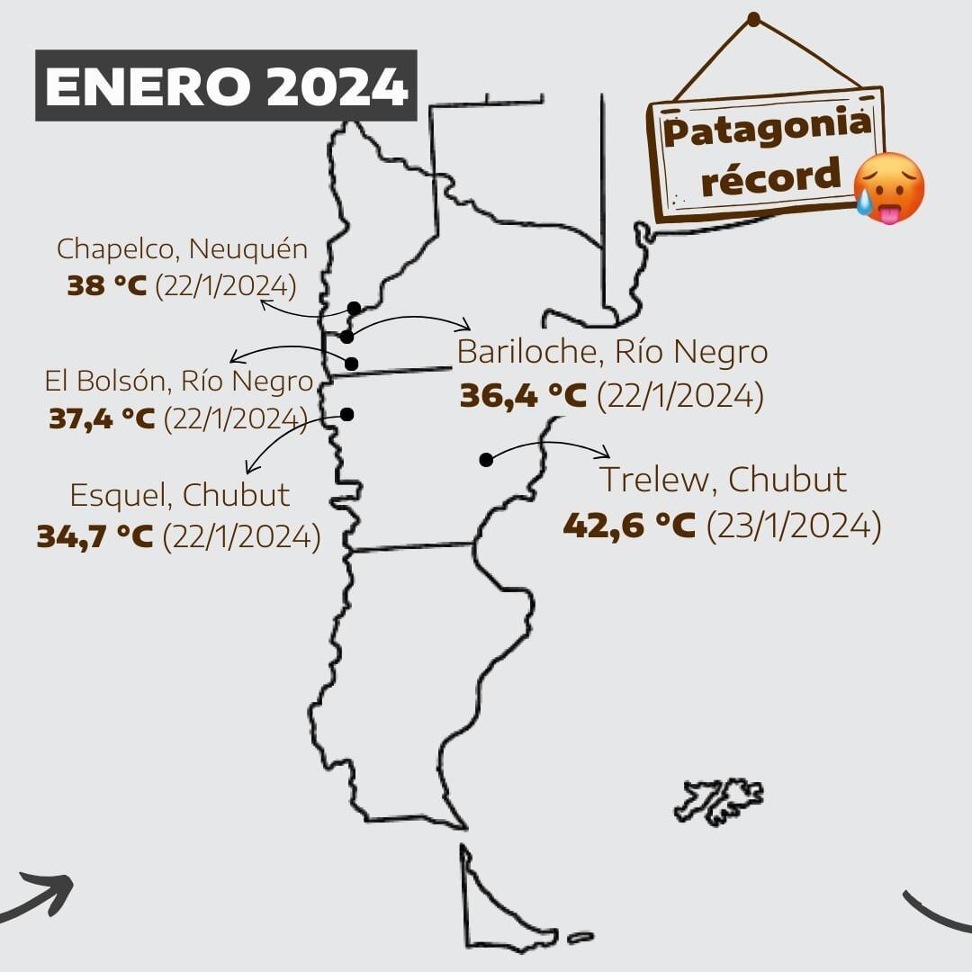 Caluroso enero 2024 con récord de máximas en la Patagonia.