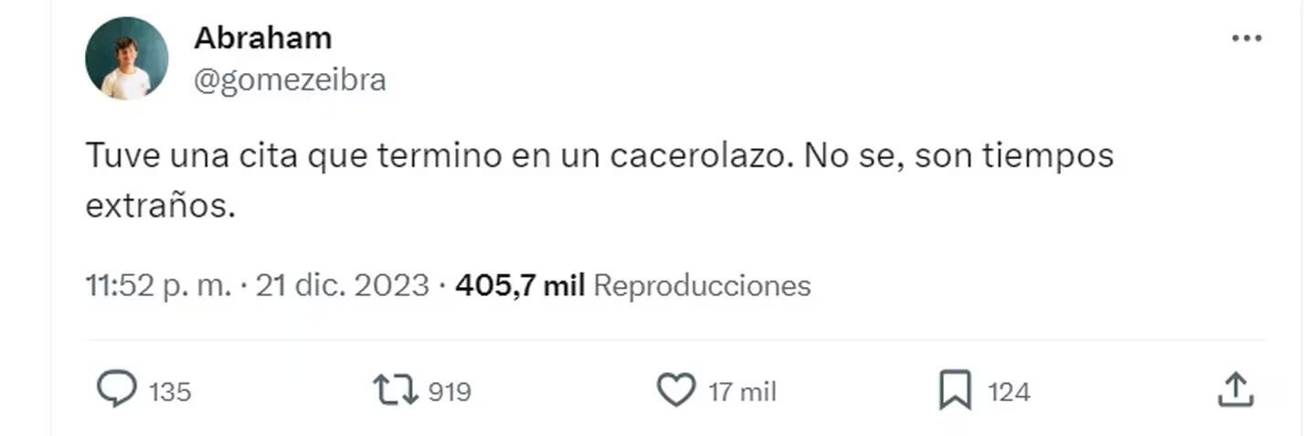 Abraham compartió su anécdota en la red social y rápidamente se volvió viral. Gentielza: X @gomezeibra.