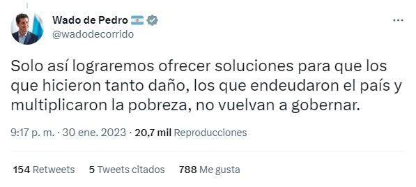 Eduardo de Pedro se expresó en Twitter.