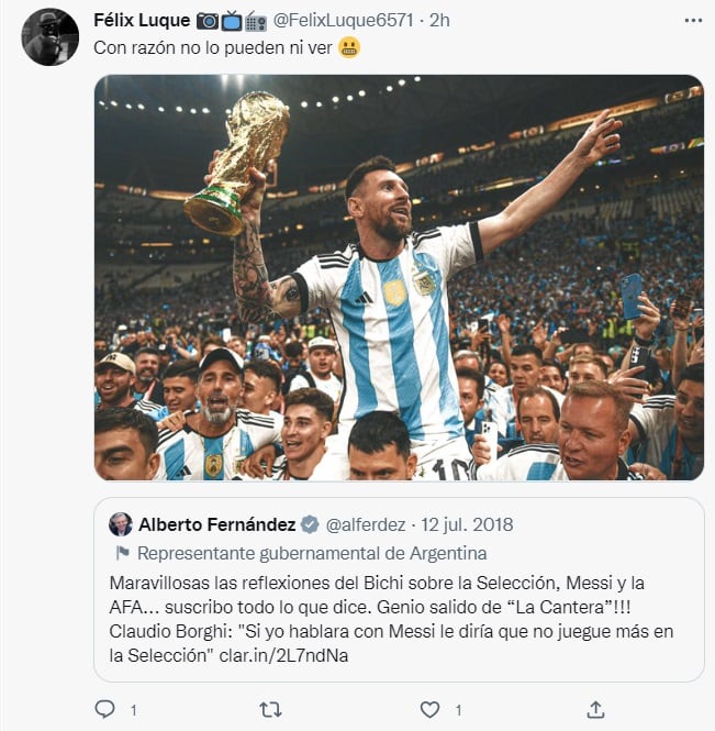 Reacciones en Twitter al tuit de 2018 de Alberto Fernández donde avalaba que Messi no juegue más en la Selección Argentina