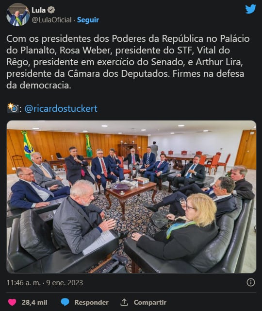 Los tres poderes de Brasil condenan "actos terroristas" en la capital. Foto: Web