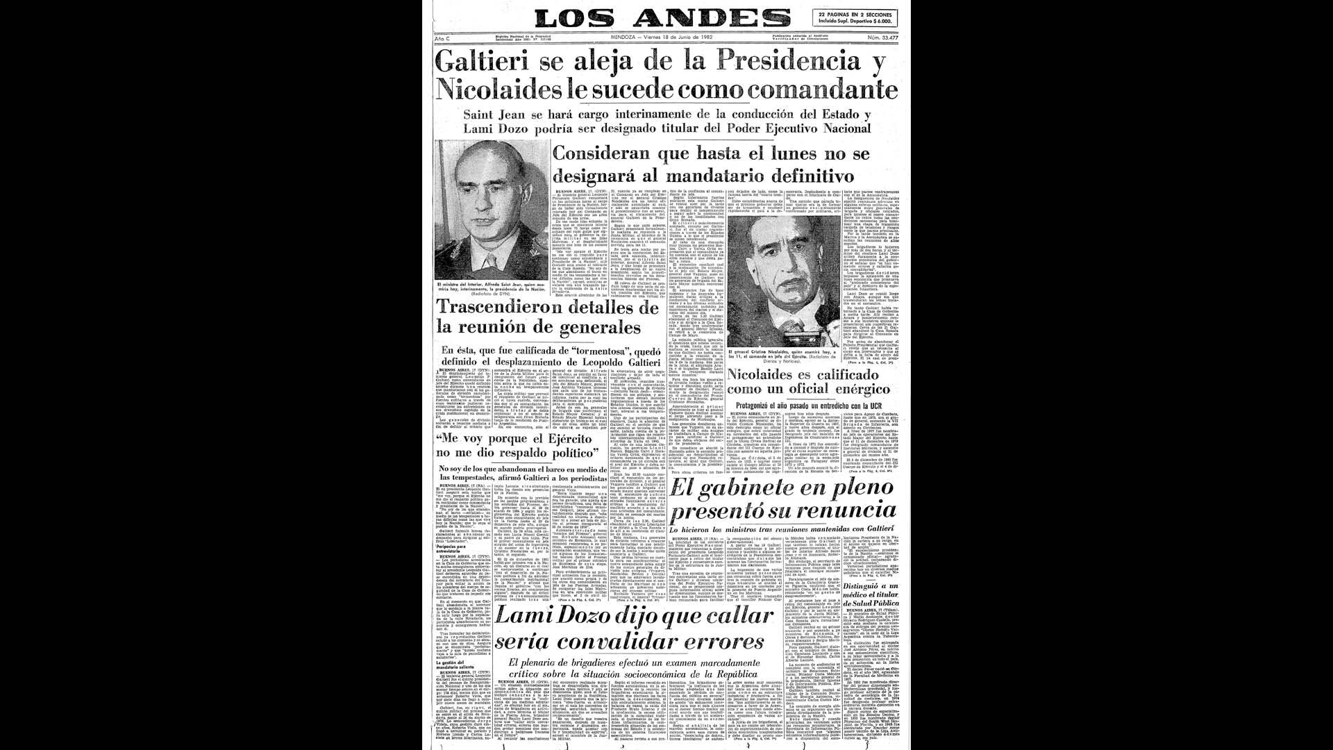 Un recorrido día a día por las portadas del medio más importante de Mendoza, para conocer el pulso diario de la guerra que enluteció a todo el país.