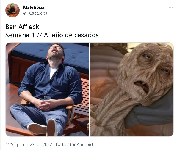 Ben Affleck dormido en su luna de miel