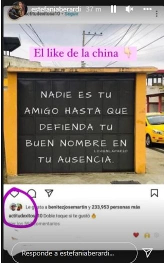 El "like" de la China Suárez