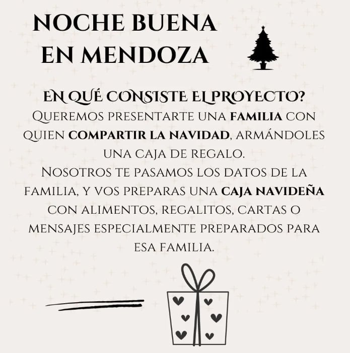 Buscan padrinos solidarios para que más de 800 familias mendocinas puedan tener su cena navideña. Foto: Instagram @nochebuenaenmendoza