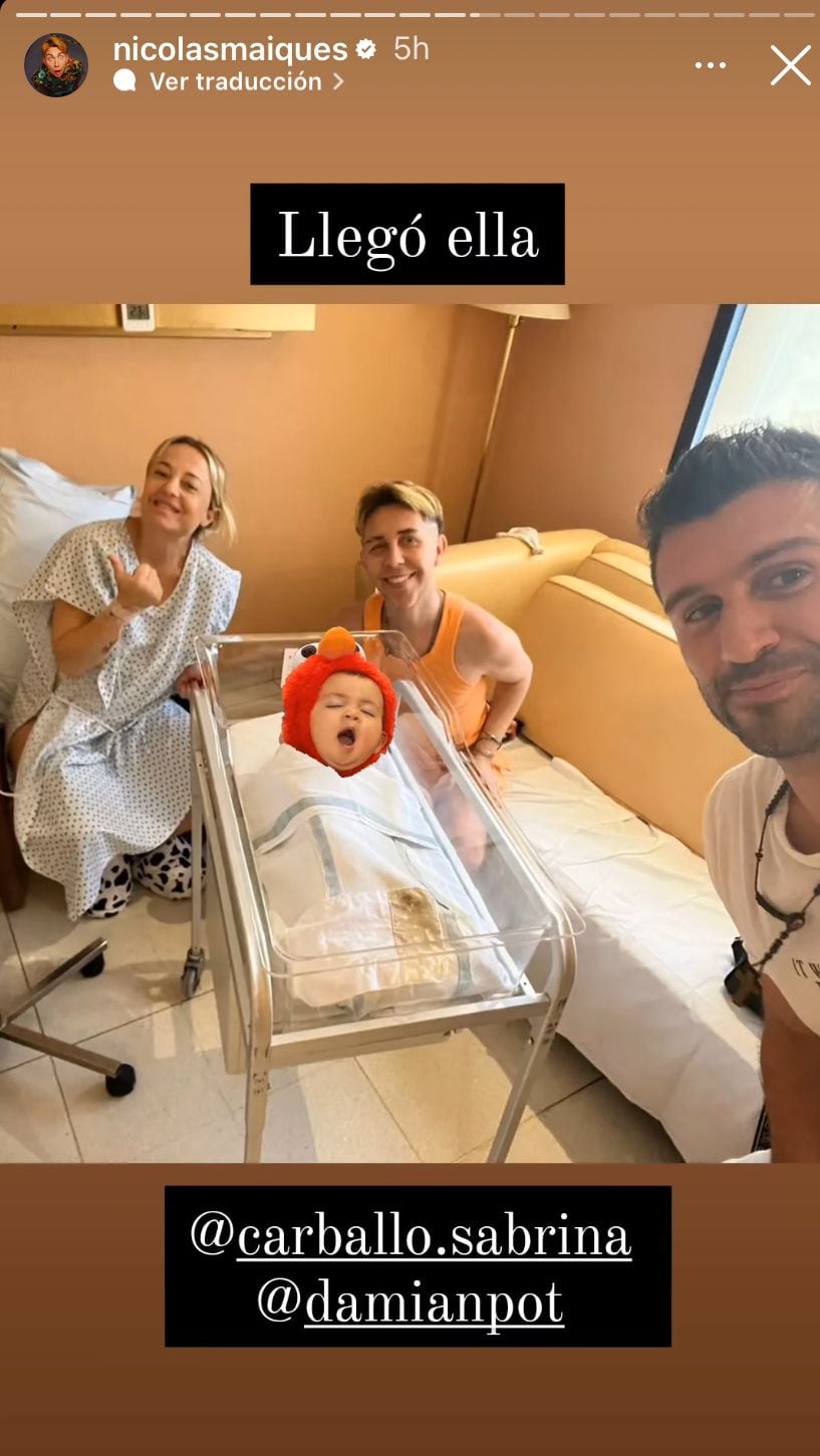 Nació Caetana, la primera hija de Sabrina Carballo y Damián Potenza. Gentileza Instagram.