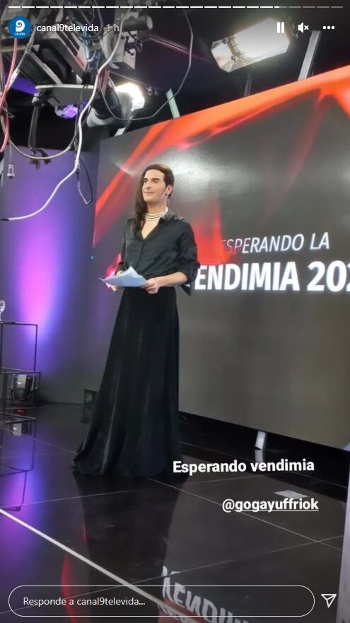 Goga Yuffrida, en la previa de Canal 9 por Vendimia (Instagram)