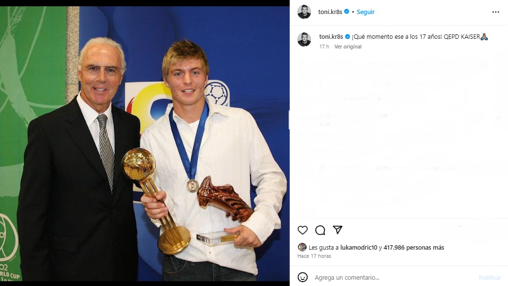 La despedida de Toni Kroos a Beckenbauer