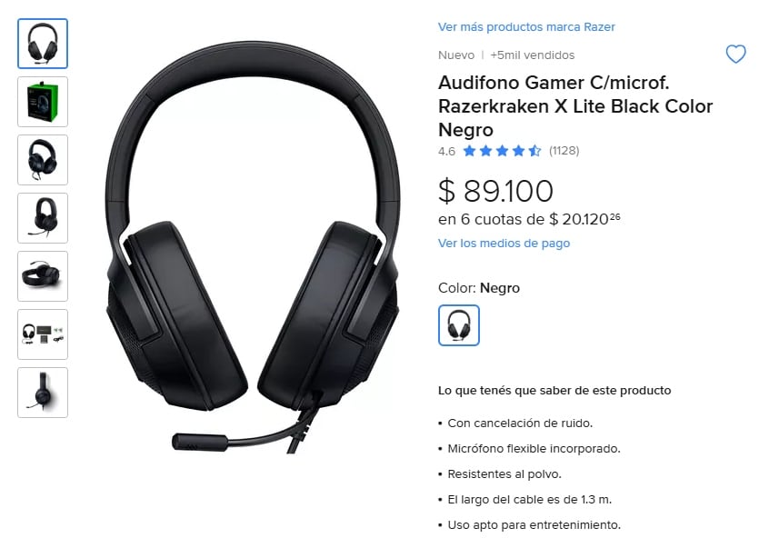 En nuestro país el mismo de auriculares se encuentra en Mercado Libre a un precio de $89.100 argentinos.