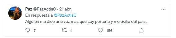 La joven molesta porque le dicen que es "porteña".