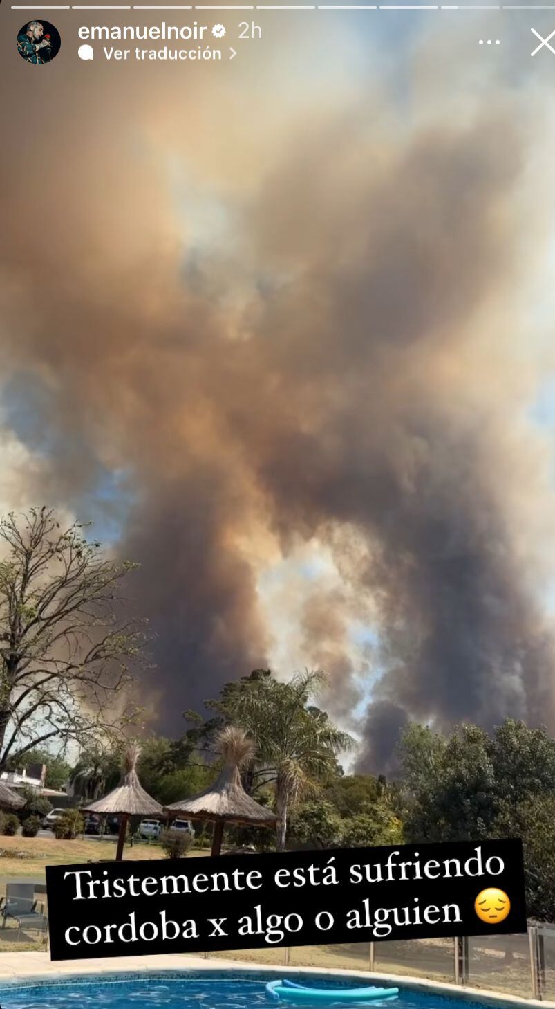 Emanuel Noir compartió un video de los incendios en Córdoba.