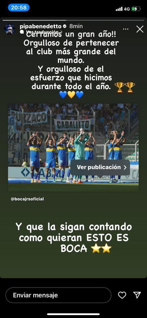 Darío Benedetto y su posteo en Instagram.