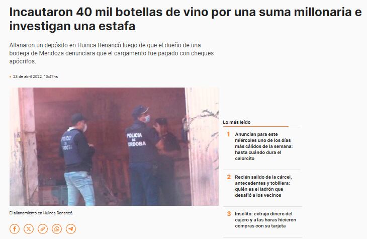 Detenido por estafas millonarias a bodegas en Mendoza: antecedentes y el pedido de prisión domiciliaria. Foto: eldoce.tv