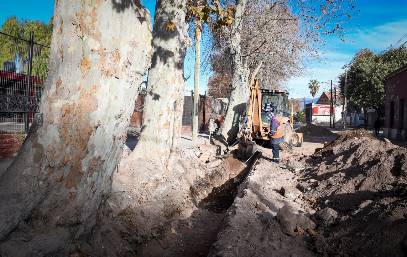 Trabajos de construcción de veredas y banquinas en el tramo de Mathus Hoyos entre Gallardo y Avellaneda.