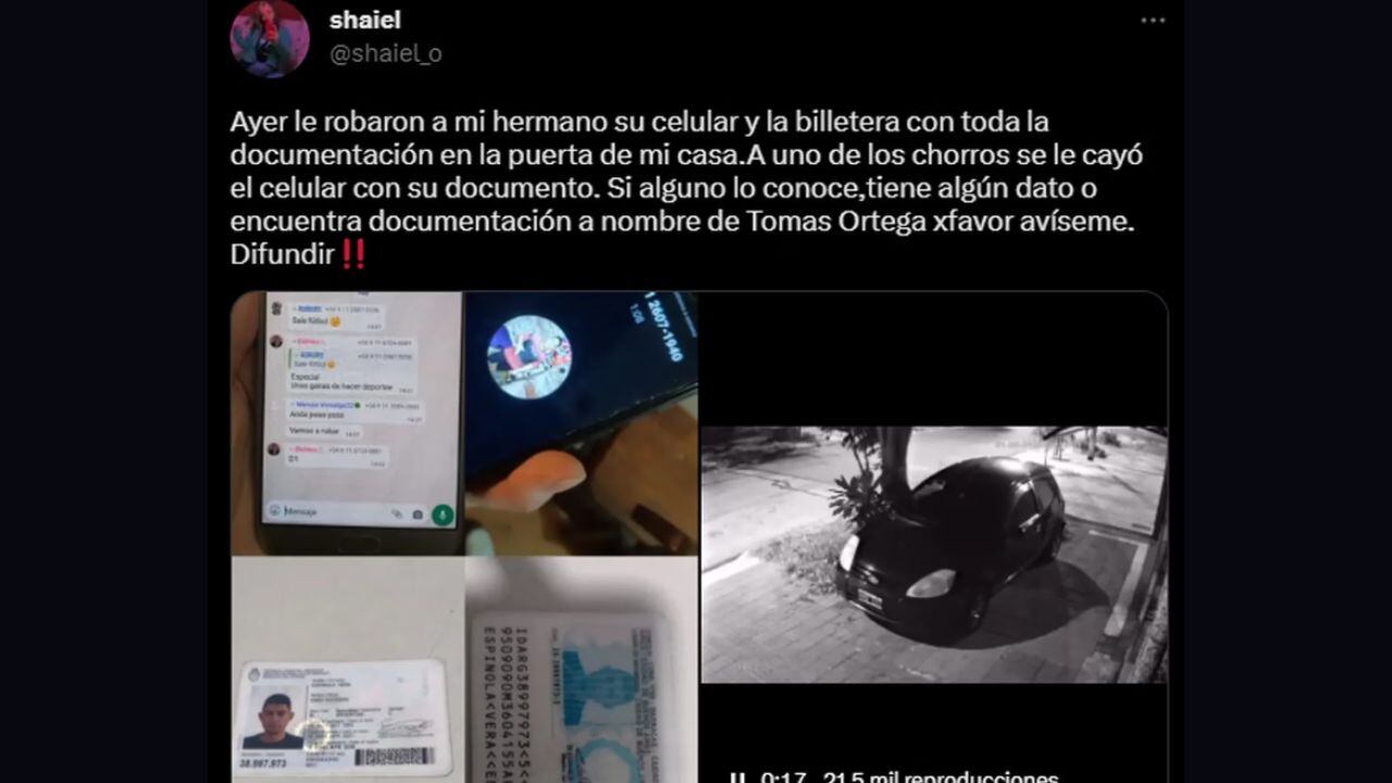 La denuncia en Twitter de la hermana de la víctima del robo.