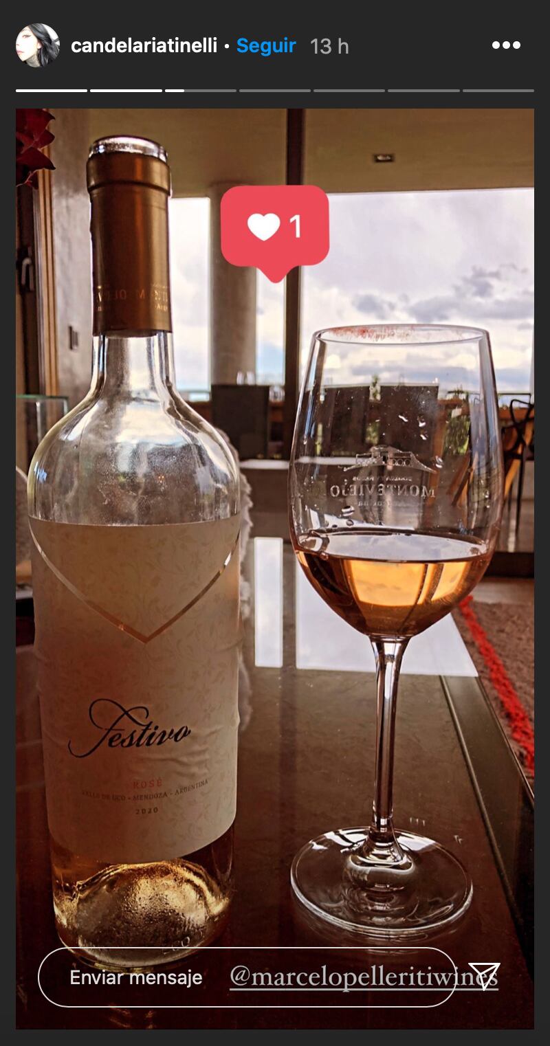 En sus Stories terminó de confirmar con la foto del vino en la Bodega Monteviejo.