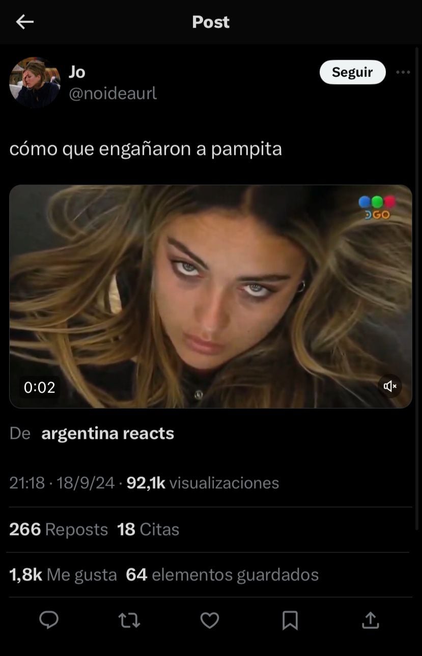 Los memes tras la noticia de la separación de Pampita y Roberto García Moritán. Captura de X.