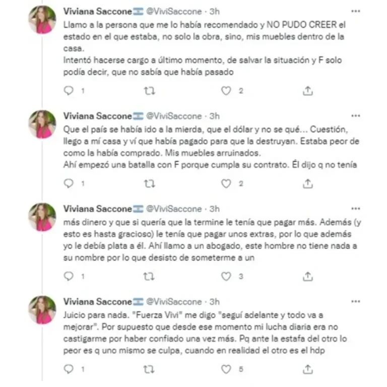 Viviana Saccone siguió sumando historias truncadas con albañiles y genera sensación