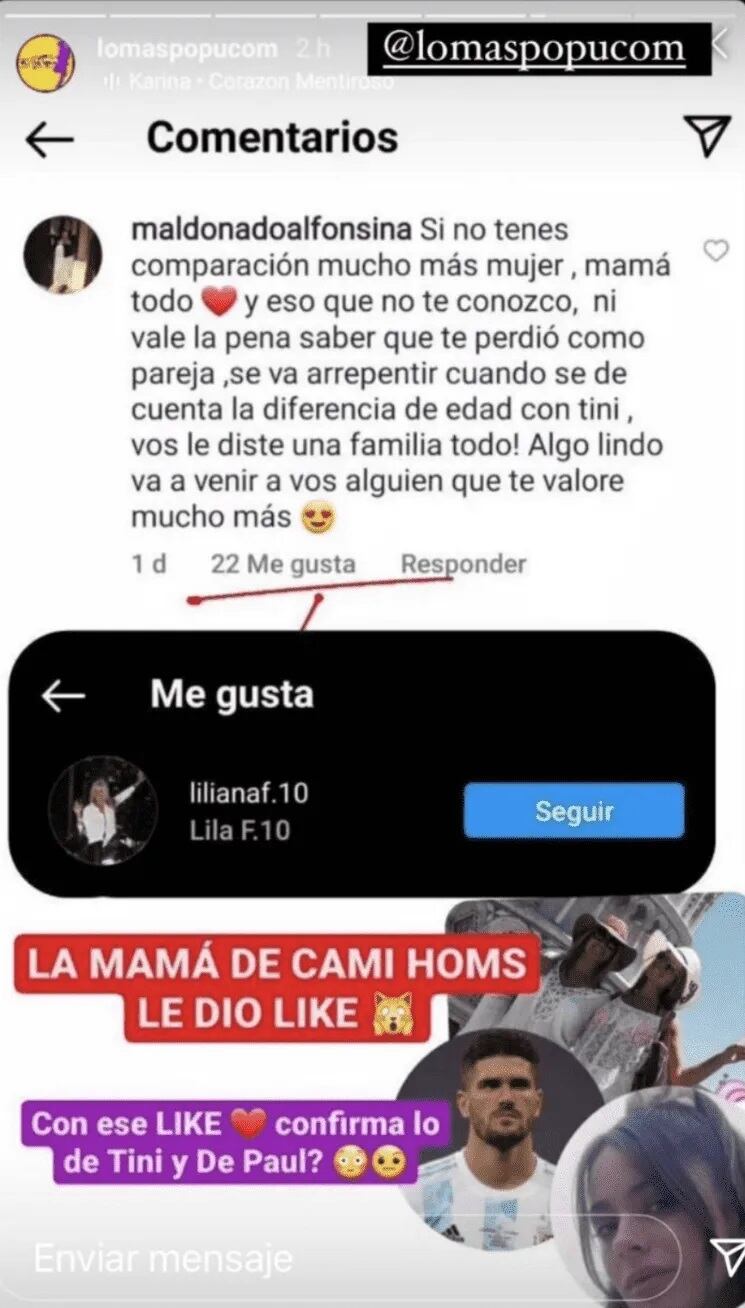 Picante comentario al que la mamá de Camila Homs le dio "like".