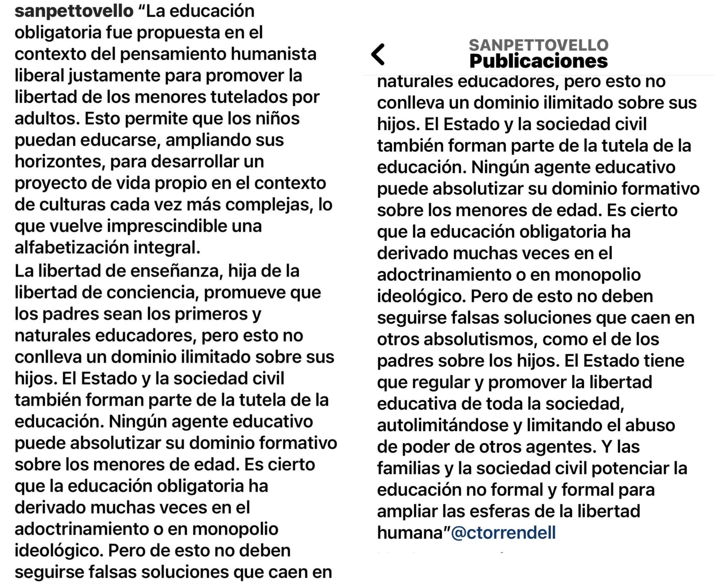 La ministra de Capital Humano, Sandra Pettovello, cuestionó los dichos del diputado oficialista Bertie Benegas Lynch contra la educación obligatoria