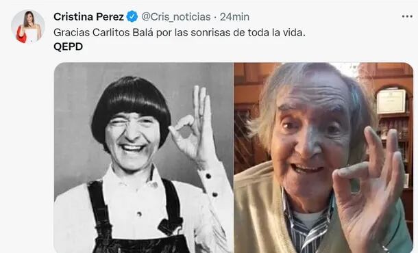 Famosos despiden a Carlitos Balá en las redes sociales