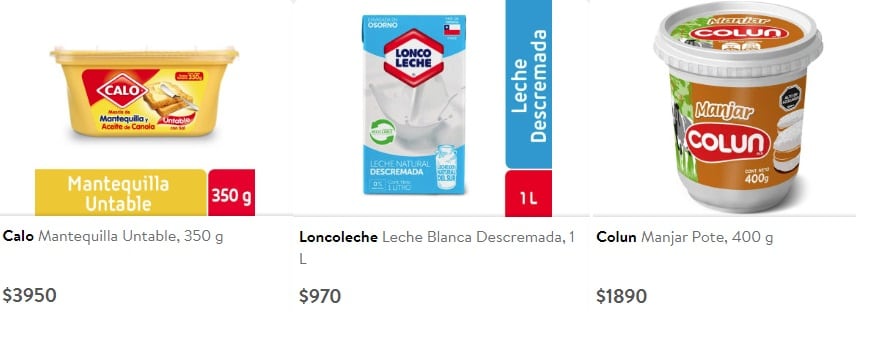 Precios en supermercado de Chile, diciembre de 2022 (Líder)