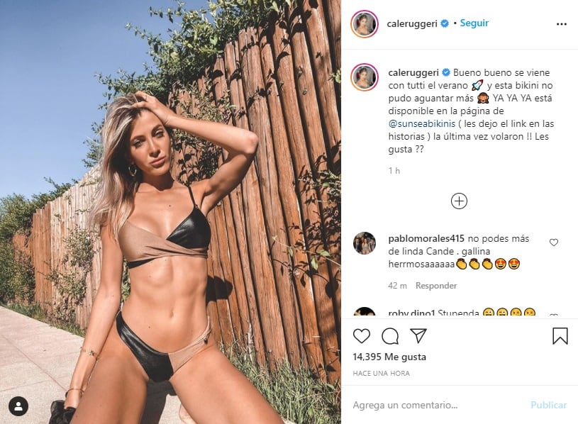 Cande reventó las redes con su bikini