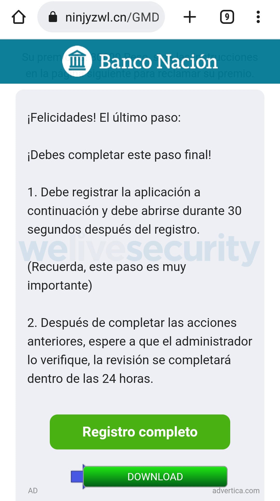 Los estafadores buscan tentar a las personas con falsos subsidios de 30.000 pesos. - Foto ESET