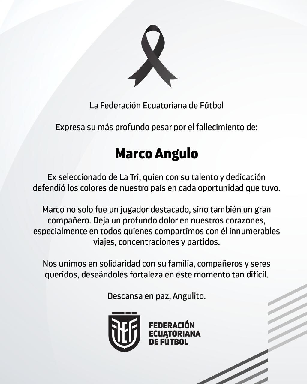 Comunicado de la Federación Ecuatoriana de Fútbol.