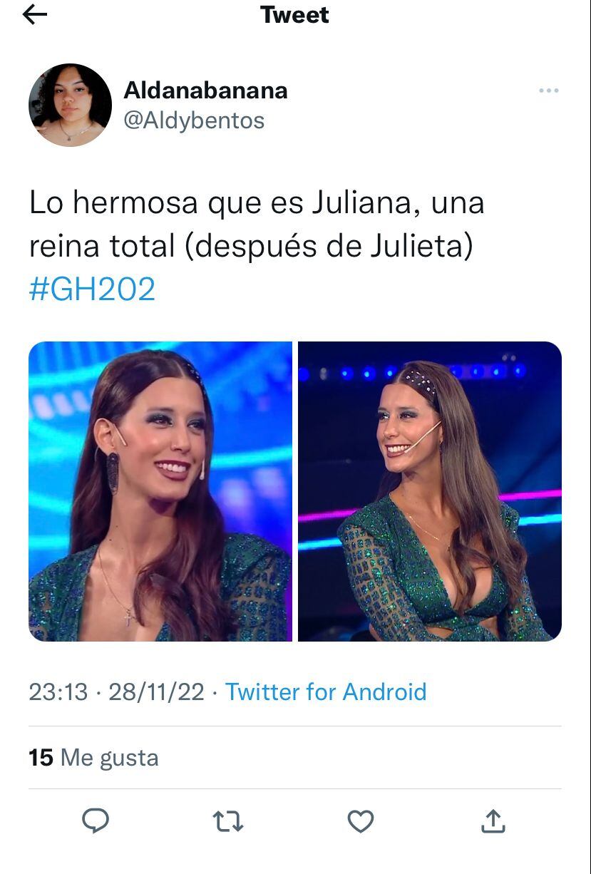 La belleza de Juliana de Gran Hermano, lo más comentado en Twitter.