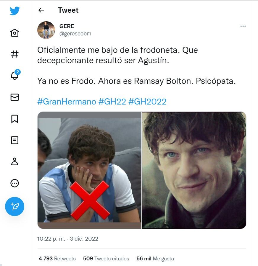 Las redes estallaron conta Agustín de Gran Hermano.