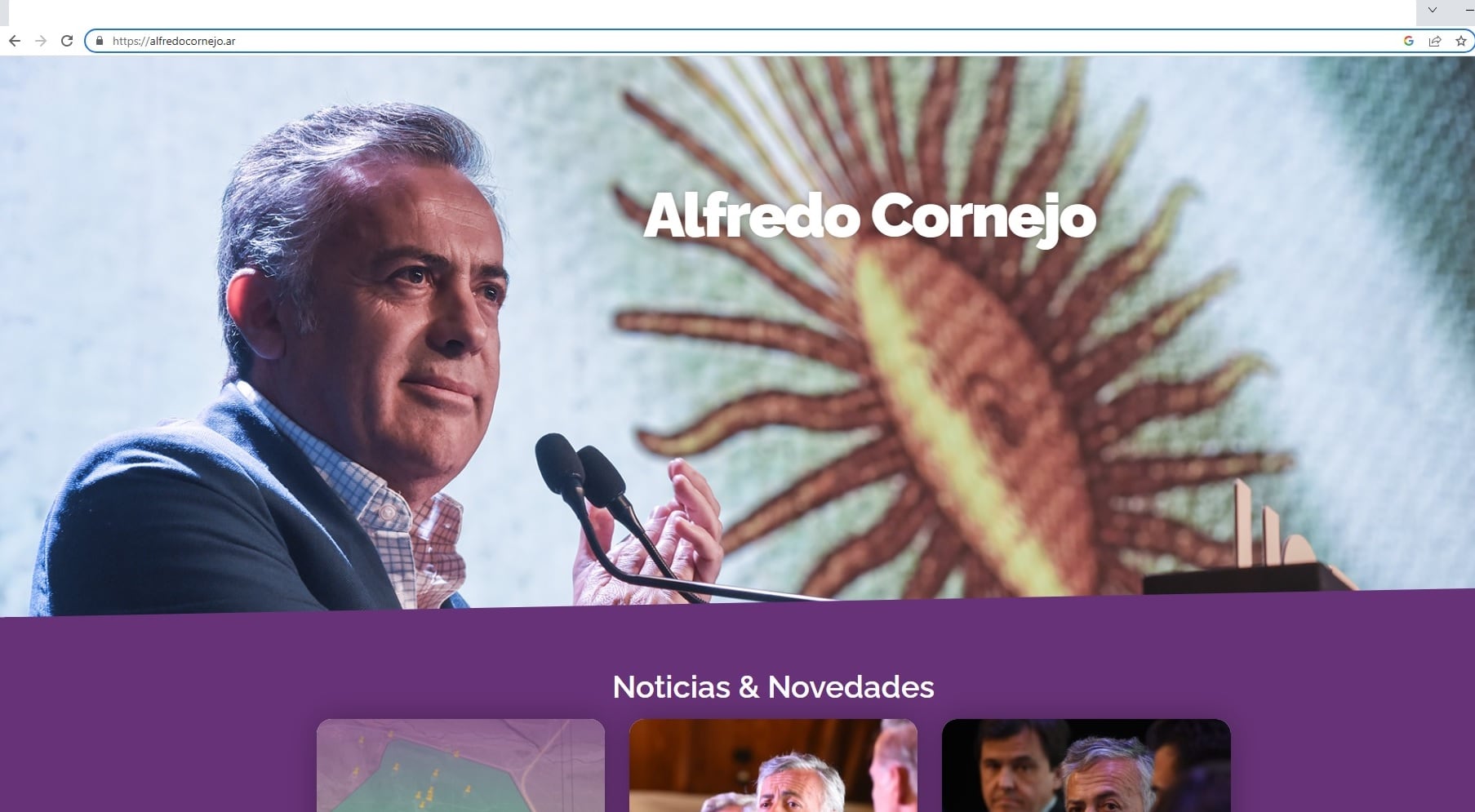 El senador radical tiene una página web.