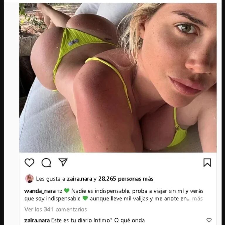 Wanda Nara se pasó con el sol y Zaira la criticó.