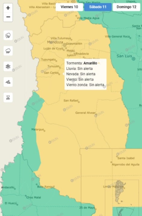 Sábado 11 de enero: alerta amarilla por tormentas.