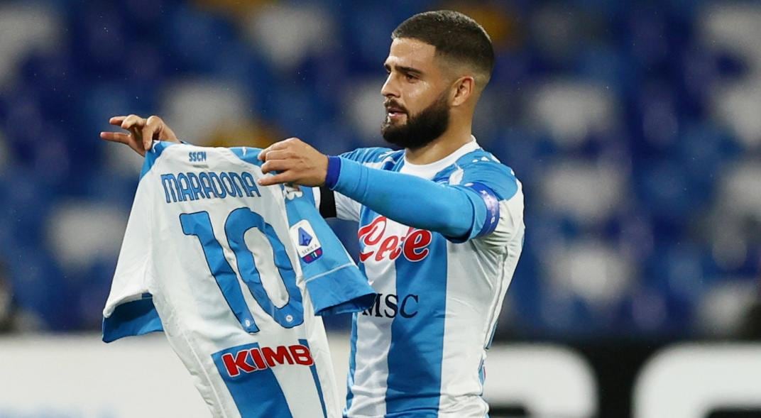 Lorenzo Insigne. El capitán de Napoli y su homenaje a Maradona. (DPA)