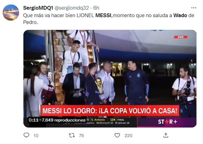 Reacciones en Twitter: ¿Messi ignoró a Wado de Pedro?