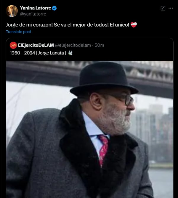 Periodistas y dirigentes políticos expresaron en las redes sociales sus mensajes de condolencias tras el fallecimiento de Jorge Lanata.