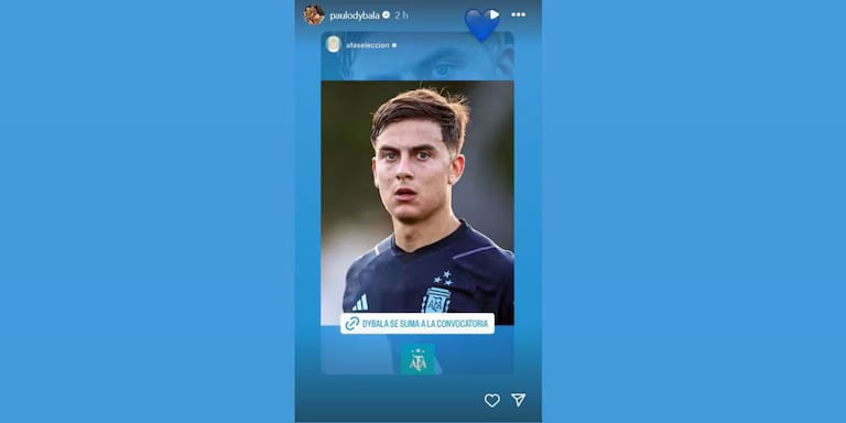 Dybala reposteó la foto de la conovcatoria.