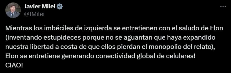 Milei defendió a Elon Musk en X.